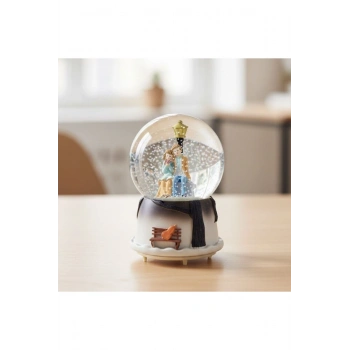 Pilli Işıklı Müzikli Kar Küresi–Kış Masalı Bankta Sevgili Figürlü Eğlenceli Masaüstü Biblo, LED Aydı
