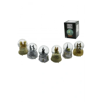 BÜYÜK BOY - 10CM PİLLİ - IŞIKLI MÜZİKLİ KAR KÜRESİ CAM ESKİTME İNSAN FİGÜRLÜ - DESEN MİX RENKLİ HERH