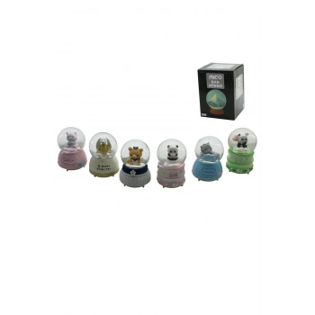 BÜYÜK BOY - 10CM PİLLİ - IŞIKLI MÜZİKLİ KAR KÜRESİ CAM HAYVAN FİGÜRLÜ - DESEN MİX RENKLİ HERHANGİ Bİ