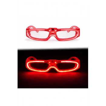 Kırmızı LED Işıklı Parti Gözlüğü 3 Modlu – Glow - Gece Eğlence Gözlüğü (5324)