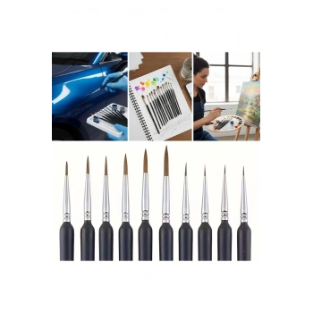10 Adet Hobi ve Araba Rötüş Fırça Seti – İnce Detay Boyama, Model Yapımı ve Araç Çizik Giderme İçin