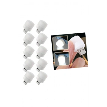 USB Mini Top LED 10’lu Aydınlatma Seti – Beyaz Renkli Gece Lambası, Enerji Tasarruflu Mikro LED Işık