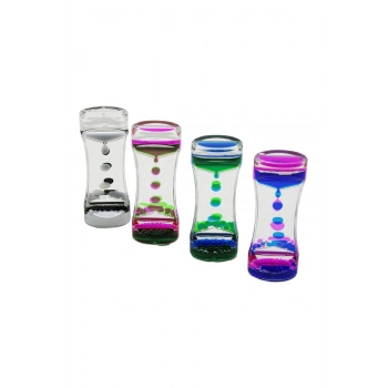 ÇİFT RENK SU ÇİFT KATLI DAR ŞİŞE MODEL SULU KUM SAATİ MİKA AKRİLİK PLASTİK 13.7 X 5.2 X 3.3CM (5324
