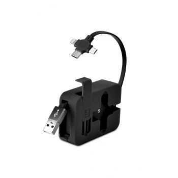 Cep Tipi Telefon Tutuculu Makaralı Uzayıp Kısalabilen 3'ü 1 Arada USB Şarj Kablosu (5324)