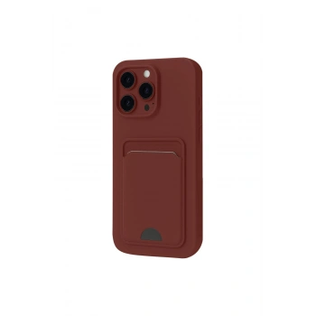 İphone 16 Plus Kılıf Kelvin Kartvizitli Silikon - Bordo