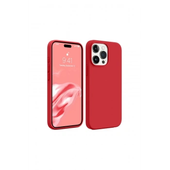 İphone 15 Pro Max Kıl��f First Silikon - Kırmızı