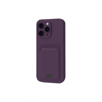 İphone 16 Plus Kılıf Kelvin Kartvizitli Silikon - Derin Mor