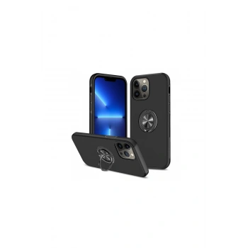 İphone 13 Pro Max Kılıf Elit Yüzüklü Kapak - Siyah