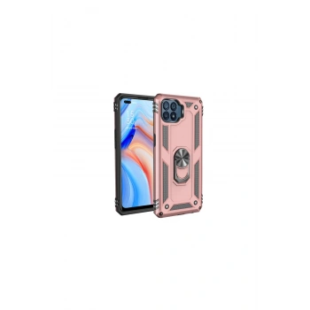 Oppo Reno 4 Lite Kılıf Sofya Yüzüklü Silikon Kapak - Rose