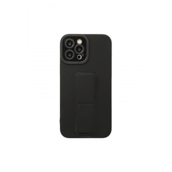 İphone 12 Pro Max Kılıf Mega Standlı Silikon - Siyah
