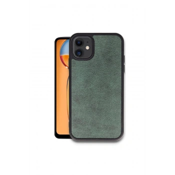 İphone 11 Kılıf Aras Deri Kapak - Koyu Yeşil