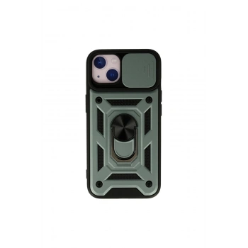 İphone 13 Kılıf Pars Lens Yüzüklü Silikon - Yeşil