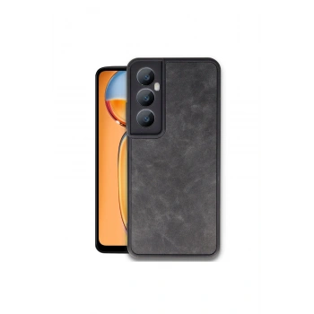 Realme C65 Kılıf Aras Deri Kapak - Siyah