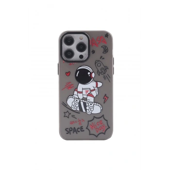 İphone 14 Pro Kılıf Prada Desenli Kapak - Prada Siyah - 1