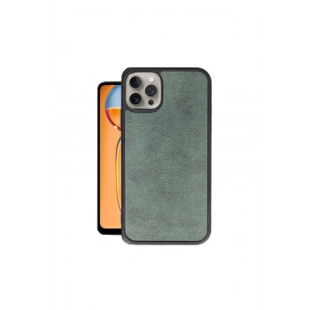 İphone 14 Pro Max Kılıf Aras Deri Kapak - Koyu Yeşil