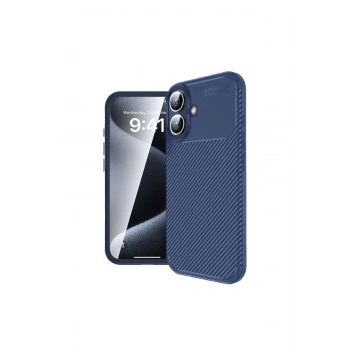 İphone 16 Kılıf Auto Focus Karbon Kapak - Lacivert