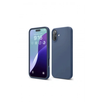 İphone 16 Plus Kılıf Nano İçi Kadife Silikon - Lacivert