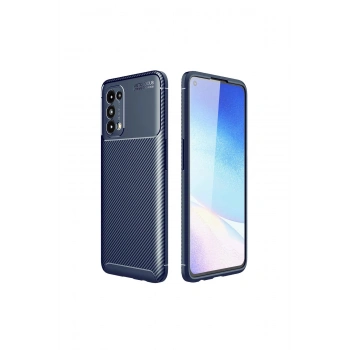 Oppo Reno 5 Kılıf Auto Focus Karbon Kapak - Lacivert