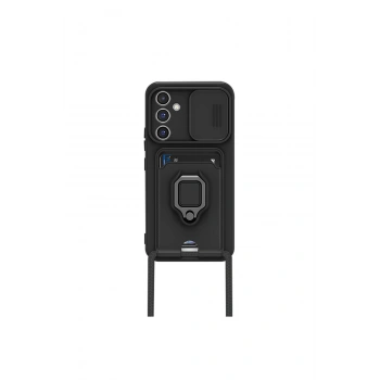 Samsung Galaxy A25 5g Kılıf Zuma Kartvizitli Yüzüklü Silikon - Siyah