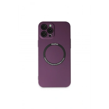 İphone 12 Pro Kılıf Jack Magneticsafe Lens Silikon - Mürdüm