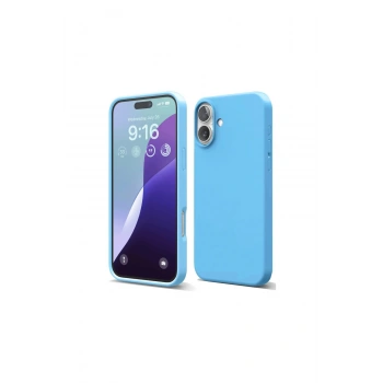 İphone 16 Plus Kılıf Nano İçi Kadife Silikon - Mavi