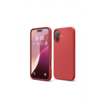 İphone 16 Plus Kılıf Nano İçi Kadife Silikon - Kırmızı