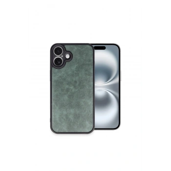 İphone 16 Plus Kılıf Aras Deri Kapak - Koyu Yeşil