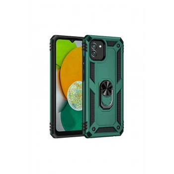 Samsung Galaxy A03 Kılıf Sofya Yüzüklü Silikon Kapak - Yeşil