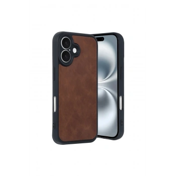 İphone 16 Kılıf Aras Deri Kapak - Taba