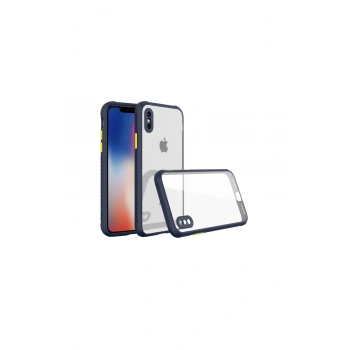 İphone Xs Max Kılıf Miami Şeffaf Silikon - Lacivert