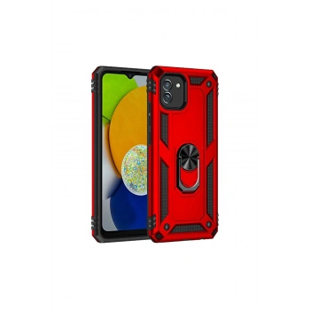 Samsung Galaxy A03 Kılıf Sofya Yüzüklü Silikon Kapak - Kırmızı