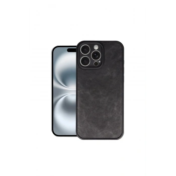 İphone 16 Pro Kılıf Aras Deri Kapak - Siyah