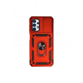 Samsung Galaxy A33 5g Kılıf Pars Lens Yüzüklü Silikon - Kırmızı