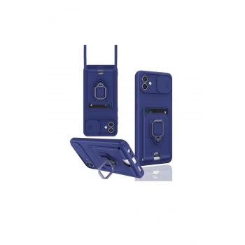 Samsung Galaxy A06 Kılıf Zuma Kartvizitli Yüzüklü Silikon - Lacivert