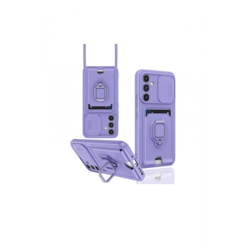 Samsung Galaxy A36 Kılıf Zuma Kartvizitli Yüzüklü Silikon - Lila