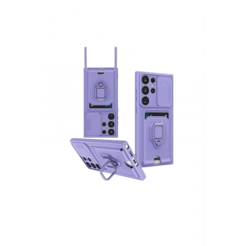 Samsung Galaxy S25 Ultra Kılıf Zuma Kartvizitli Yüzüklü Silikon - Lila