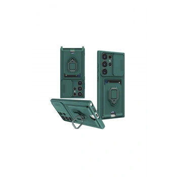 Samsung Galaxy S25 Ultra Kılıf Zuma Kartvizitli Yüzüklü Silikon - Yeşil