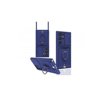 Samsung Galaxy S25 Ultra Kılıf Zuma Kartvizitli Yüzüklü Silikon - Lacivert