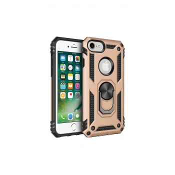 İphone 7 Kılıf Sofya Yüzüklü Silikon Kapak - Gold