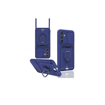 Samsung Galaxy A26 Kılıf Zuma Kartvizitli Yüzüklü Silikon - Lacivert