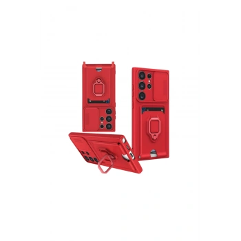 Samsung Galaxy S25 Ultra Kılıf Zuma Kartvizitli Yüzüklü Silikon - Kırmızı