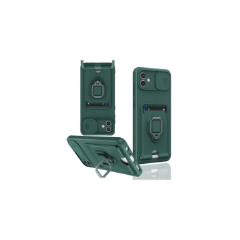 Samsung Galaxy A06 Kılıf Zuma Kartvizitli Yüzüklü Silikon - Yeşil