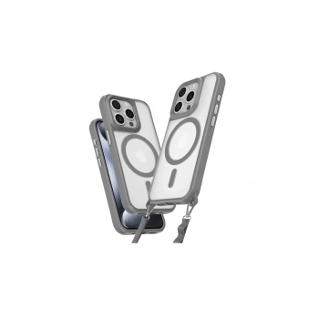 İphone 15 Pro Max Kılıf Enka Magsafe Silikon Kılıf - Titan Gri