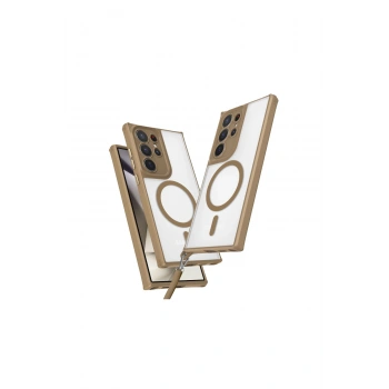 Samsung Galaxy S23 Ultra Kılıf Enka Magsafe Silikon Kılıf - Desert