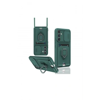 Samsung Galaxy A56 Kılıf Zuma Kartvizitli Yüzüklü Silikon - Yeşil