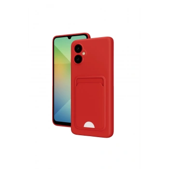 Samsung Galaxy A06 Kılıf Kelvin Kartvizitli Silikon - Kırmızı