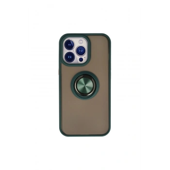 İphone 15 Pro Max Kılıf Montreal Yüzüklü Silikon Kapak - Yeşil