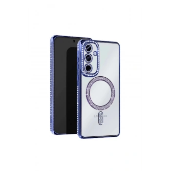 Samsung Galaxy S25 Kılıf Joke Simli Magneticsafe Kılıf - Mavi