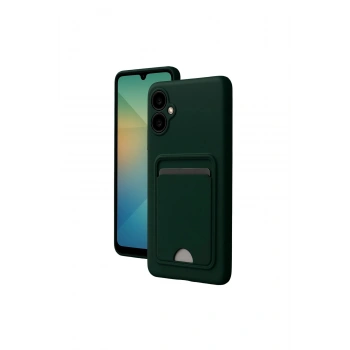 Samsung Galaxy A06 Kılıf Kelvin Kartvizitli Silikon - Koyu Yeşil