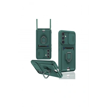 Samsung Galaxy A16 5g Kılıf Zuma Kartvizitli Yüzüklü Silikon - Yeşil